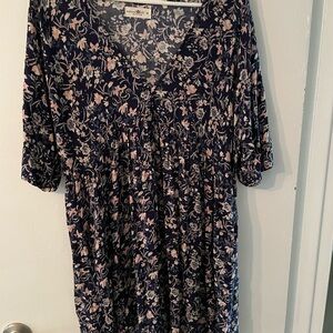 Natural Life Stella Floral Navy and Pink Dress size medium